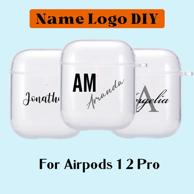 Custom Personalized initial name Logo DIY Case For Airpods 1 2 Cases Silicone Soft Transparent Earphone Cover For Airpods Pro 3