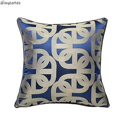 Deluxe Contemporary Geometric Blue Ellipse Sofa Chair Designer Throw Cushion Cover Decorative Square Home Pillow Case 45 x 45cm