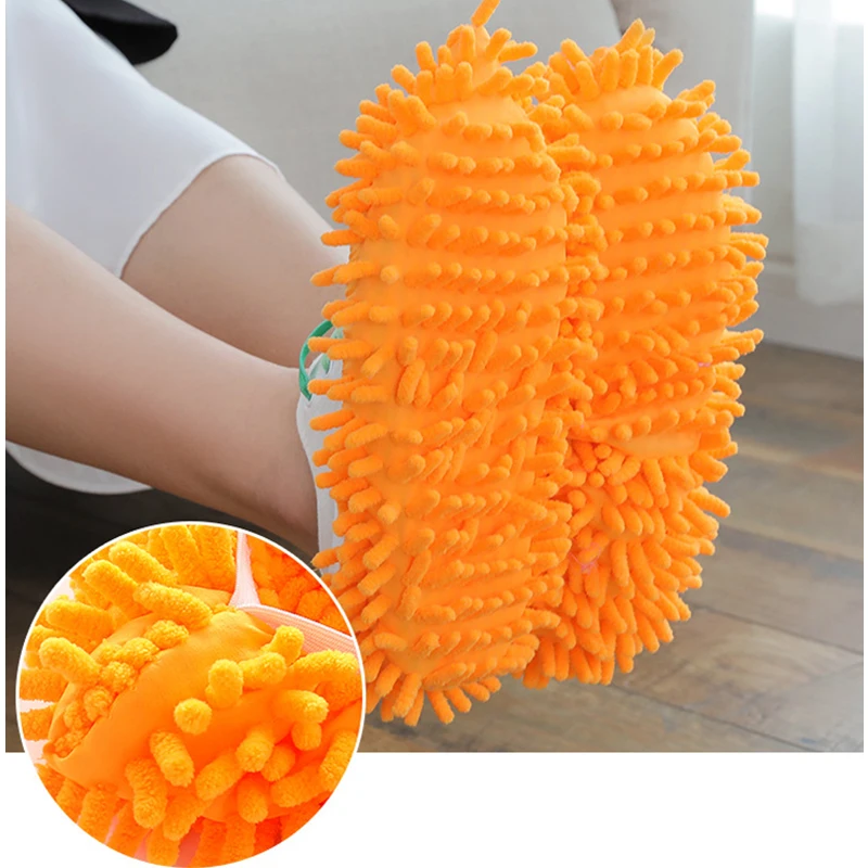 Dust Mop Slipper House Cleaner Lazy Floor Dusting Cleaning Foot Shoe Cover Random Color  Floor Cleaning Slipper microfiber