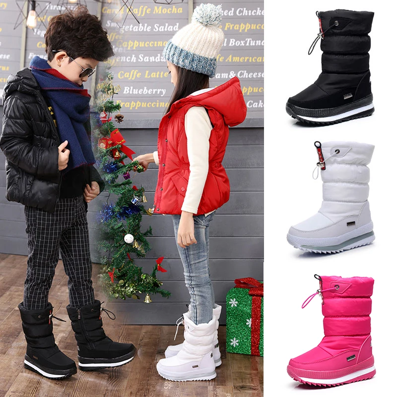 

2022 New Children Snow Boots For Girls Boys Waterproof Non-slip Parent-Child Winter Boots Thick Fur Platform Kids Warm Shoes