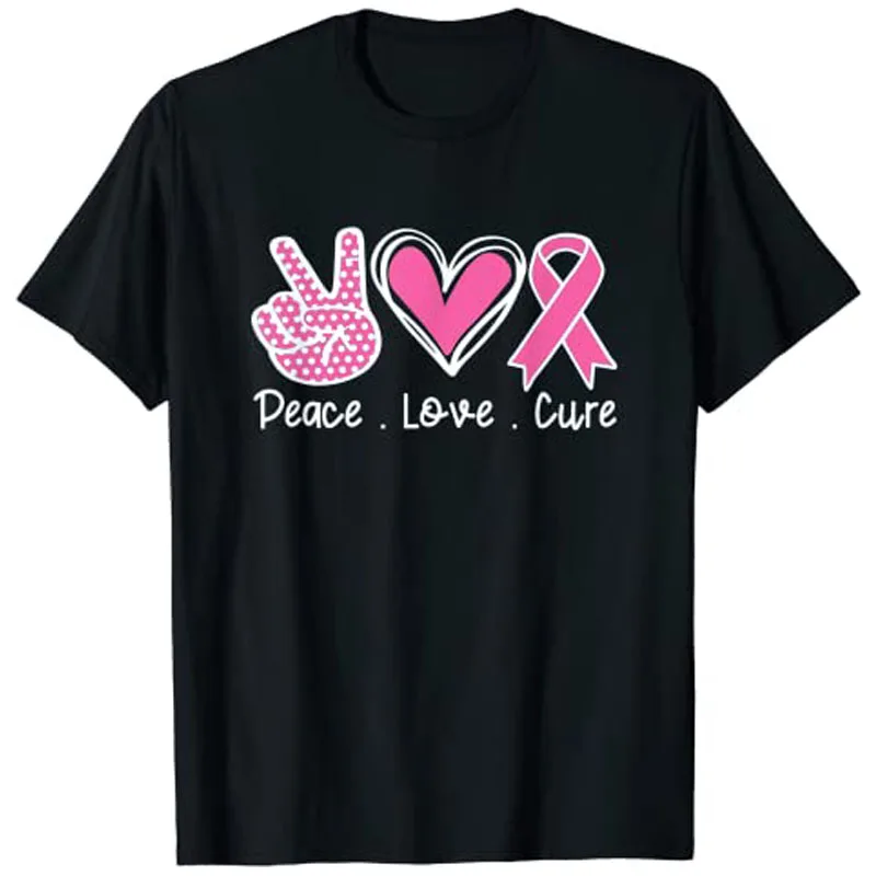 

Костюм для информирования о раке груди, розовая футболка с надписью Peace Love Cure Faith, женские футболки, топы