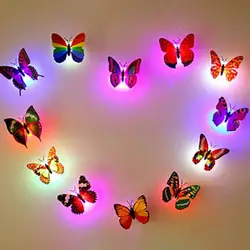 Luminous Butterfly Wall Sticker Wedding Decorative Bedroom Stick-on Night Light Cartoon Lamp Stickers Children Gifts Toys