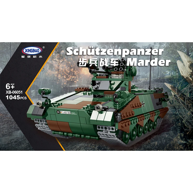 The German Military High-Tech Weapon Army Weasel Infantry Fox Reconnaissance Vehicle MAN KAT1 8x8 Building Blocks Bricks Toys