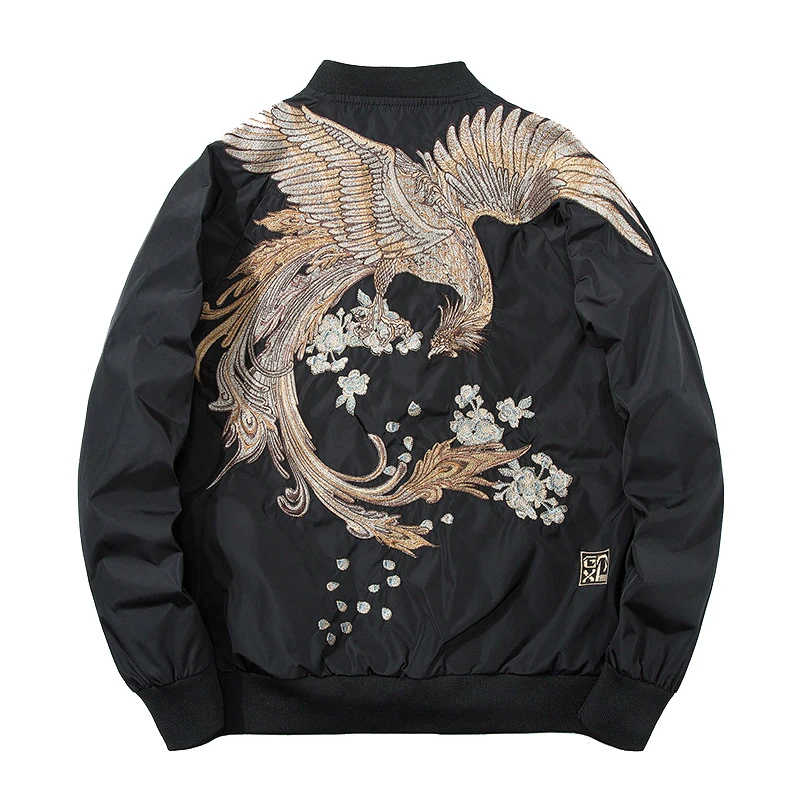 Men Women Winter Padded Bomber Jacket Phoenix Embroidery Hip Hop Japan Baseball Coat Sukajan Streetwear 2023 Yokosuka