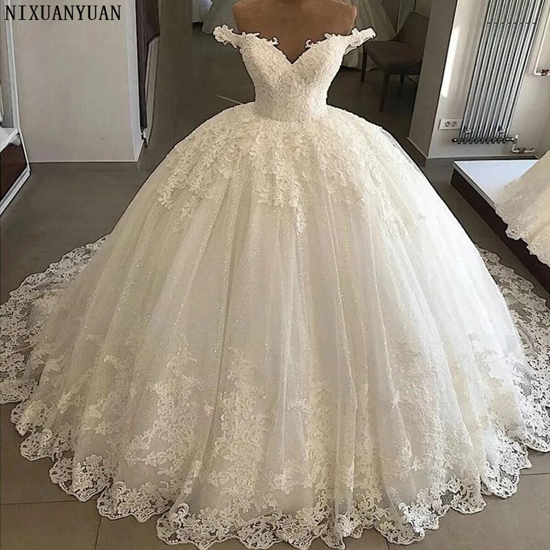 Vintage Vestidos De Novia Casamento 2023 Bridal Gowns Ball Gown Lace Applique Wedding Dress Robe De Mariee Trouwjurk