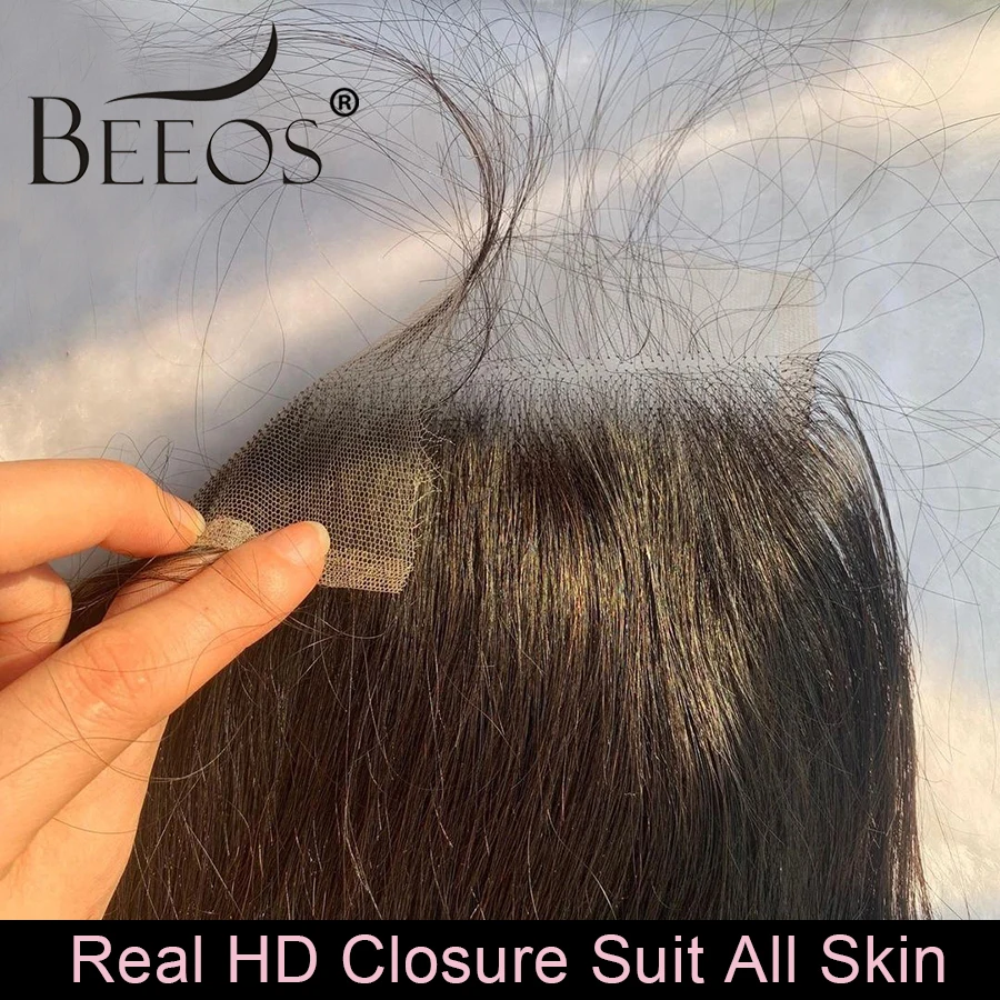 

Beeos Skinlike HD Lace Frontal Lace Closures 5x5 Lace Closure Baby Hair Straight Remy Human Hair Melt Skins HD Lace Transparent