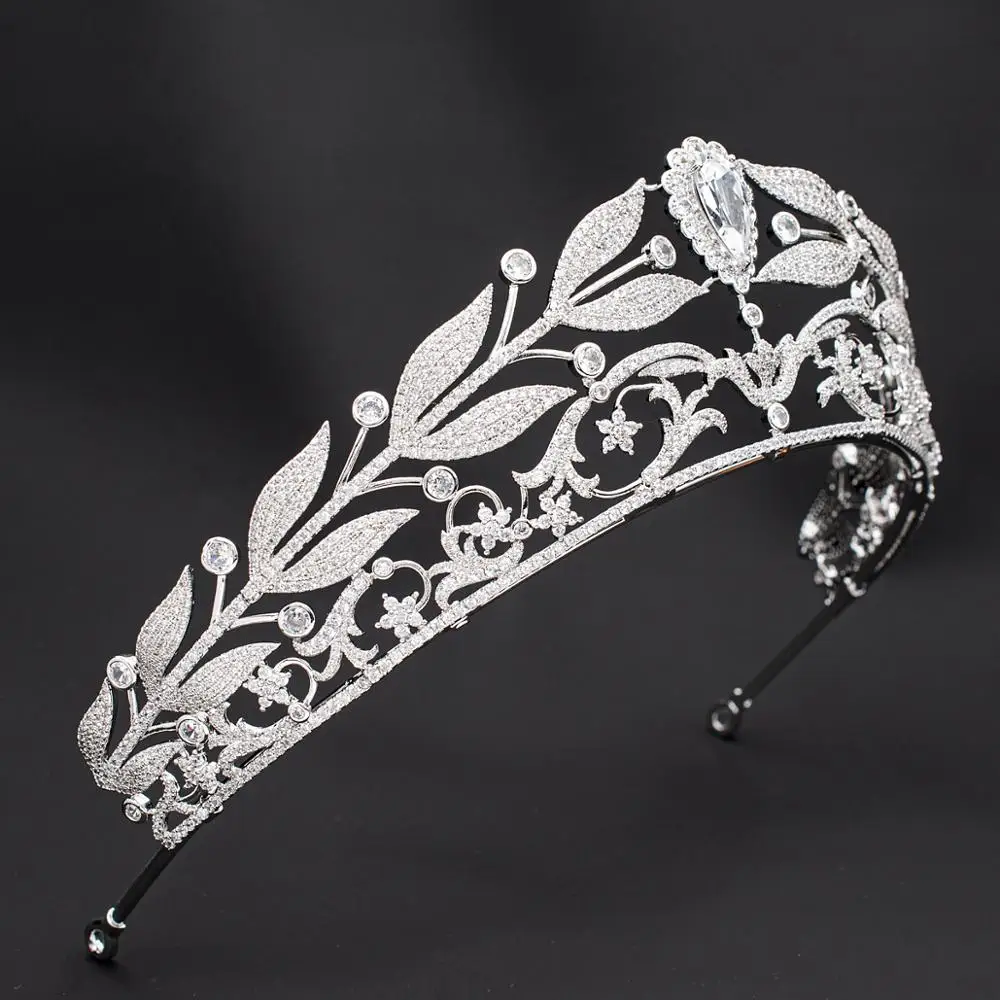 2020 Leaves New Design Cubic Zirconia Bridal Wedding Tiara Diadem Hair Jewelry Accessories Hairpieces CH10341