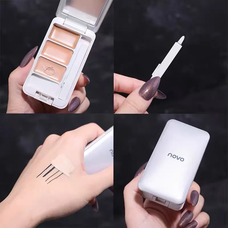 Light Full Cover Concealer 3 Color Makeup Palette Cover Dark Circles Soft Natural Waterproof Moisturize Lasting Facial Contour