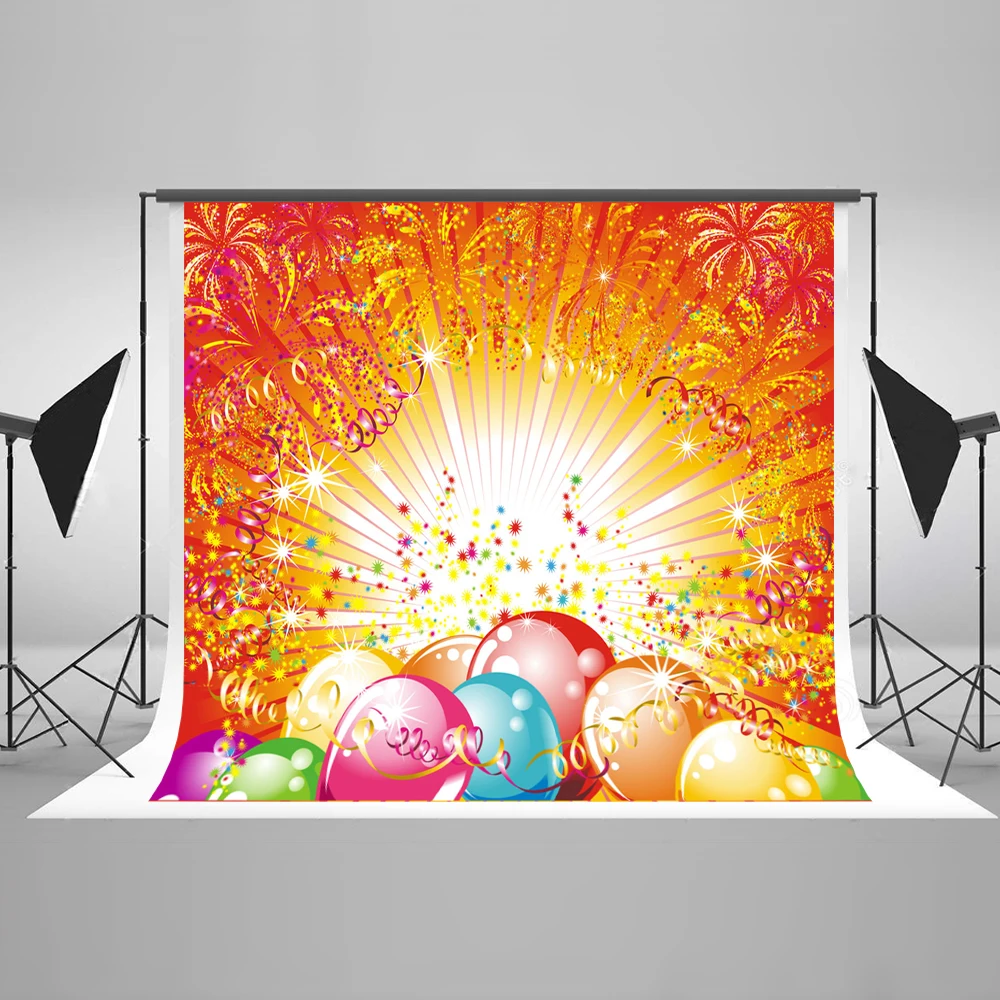 

VinylBDS Children Photography Backdrops Happy Birthday Photography Backdrops Balloons Backgrounds for Photo Studio Kids Digital