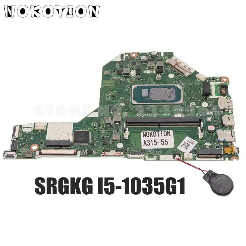 NOKOTION NBHS511002 NB.HS511.002 FH5LI LA-J801P For Acer Aspire A315-56 Laptop Motherboard SRGKG I5-1035G1 CPU