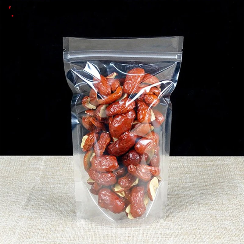 

Large Zip lock clear plastic bag Stand up Gift dried food fruit tea packaging Pouches Zipper Sel Sealing Bag with zipper