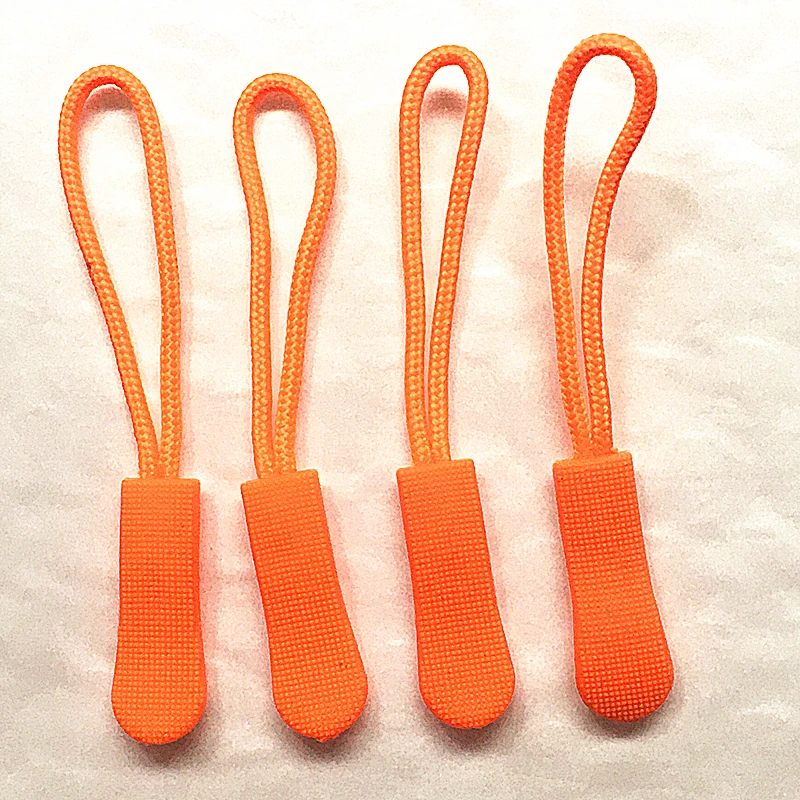 10pcs orange Zipper Pulls Strong Nylon Cord Non-slip with Rubber Gripper Pull To Fit Any Zipper Materials Fixer Drawstring head