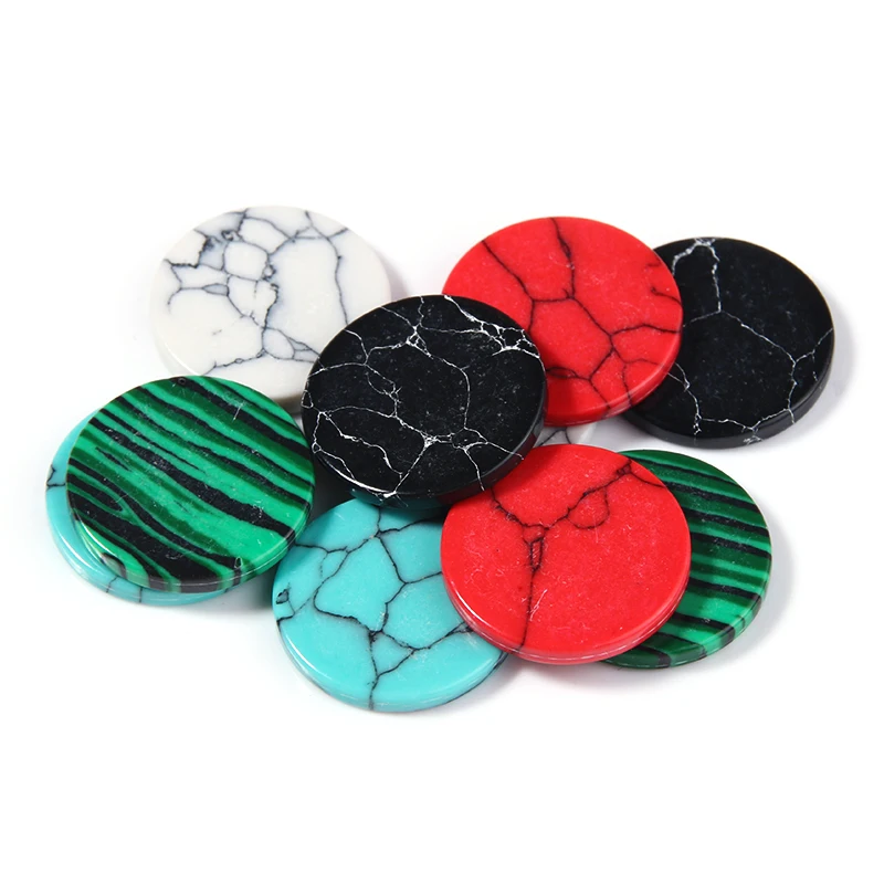 30/20/10pcs/bag Natural Stone 6-22mm Round Flat Strips Turquoise Malachite Spacers For DIY Jewelry Making Bracelet Accessories