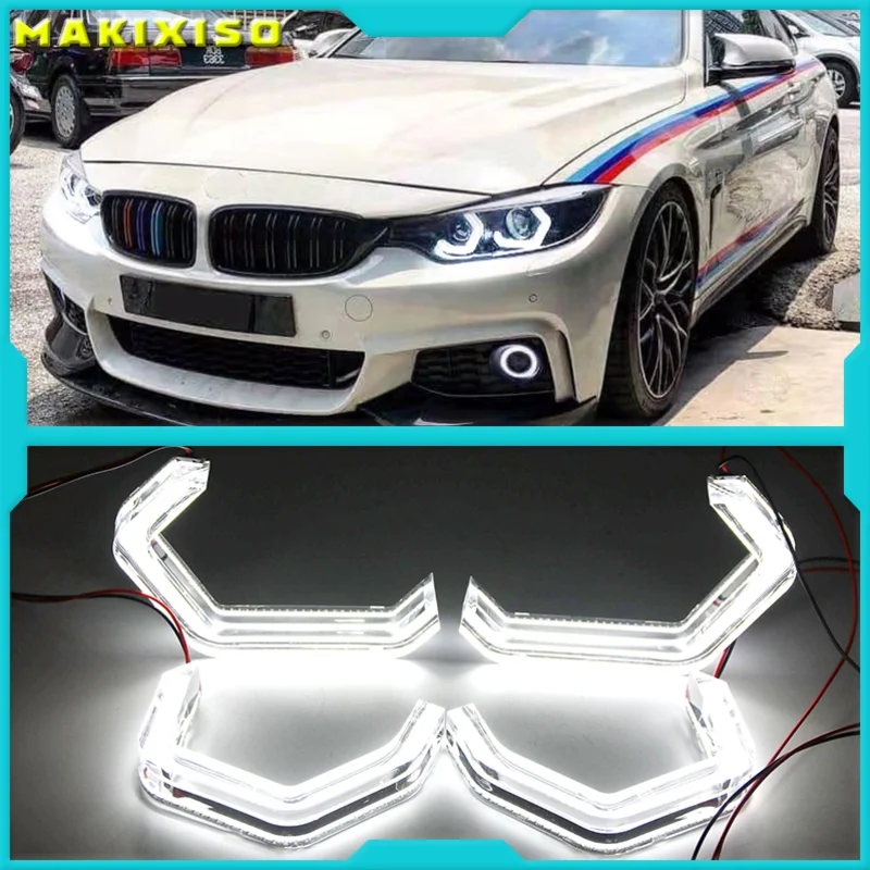 

LED Angel Eyes M4 Style Iconic For BMW 2 3 4 Series F30 F31 F32 F34 E90 E60 F10 F80 F82 F83 Xenon/Halogen Lens Headlight DTM DRL