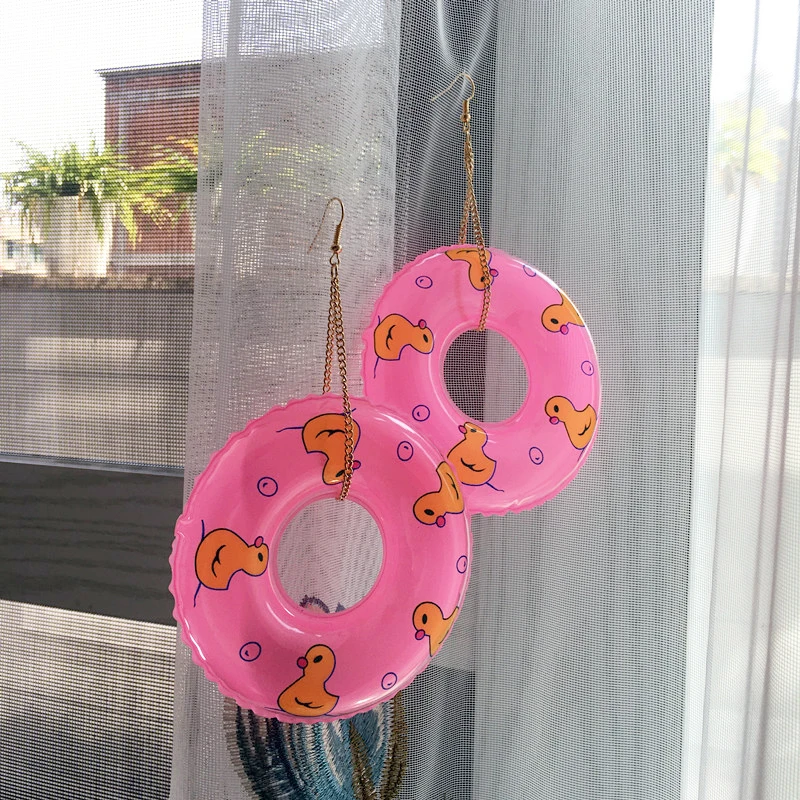 작은 노란색 오리 수영 후프 여성을 위한 매달려 귀걸이 귀여운 액세서리 긴 귀걸이 쥬얼리 Ofertas relamago Aretes, 파티 쥬얼리 
