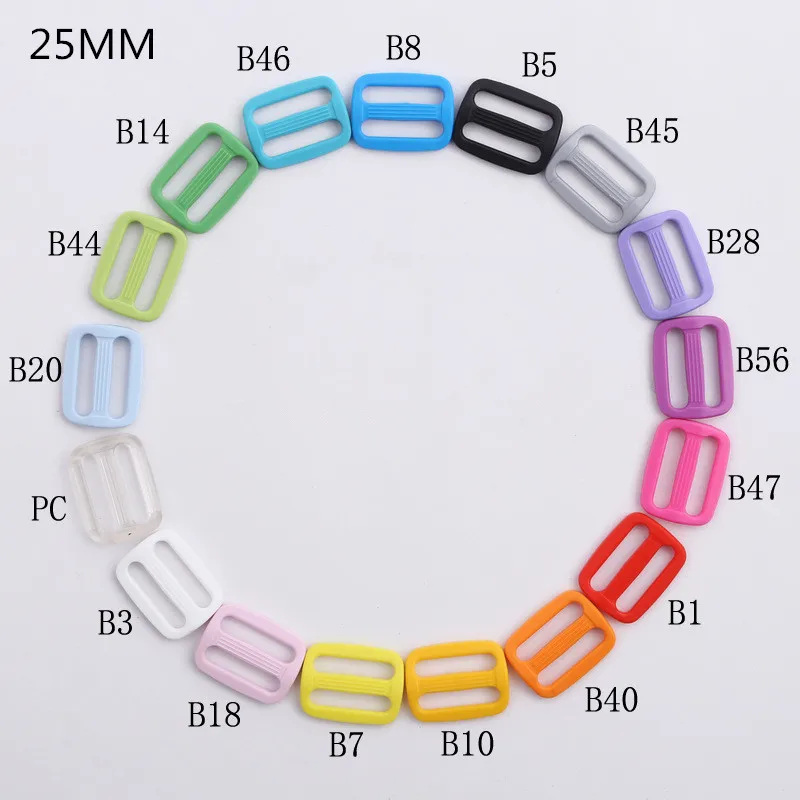 20mm / 25mm 20pcs Plastic Curved Tri Glide Slider Adjustable Ring Buckles Outdoor Backpack Straps Dog Collar Accessories