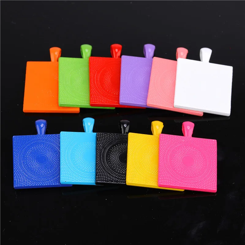 10pcs/lot Colorful Square Cabochon Base 25mm Pendant Tray Settings Charms For DIY Jewelry Making Findings Accessories