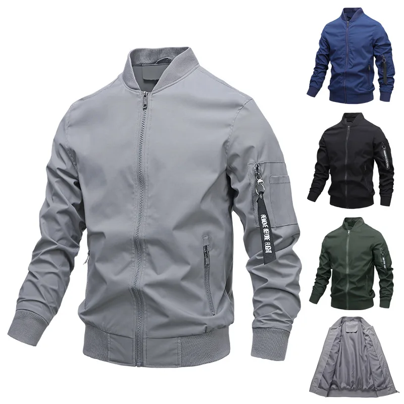 Spring Autumn Running Windbreaker Jackets Mens Pilot Bomber Jacket Male 2020 New Fashion Baseball Coats Zipper Brand Clothing