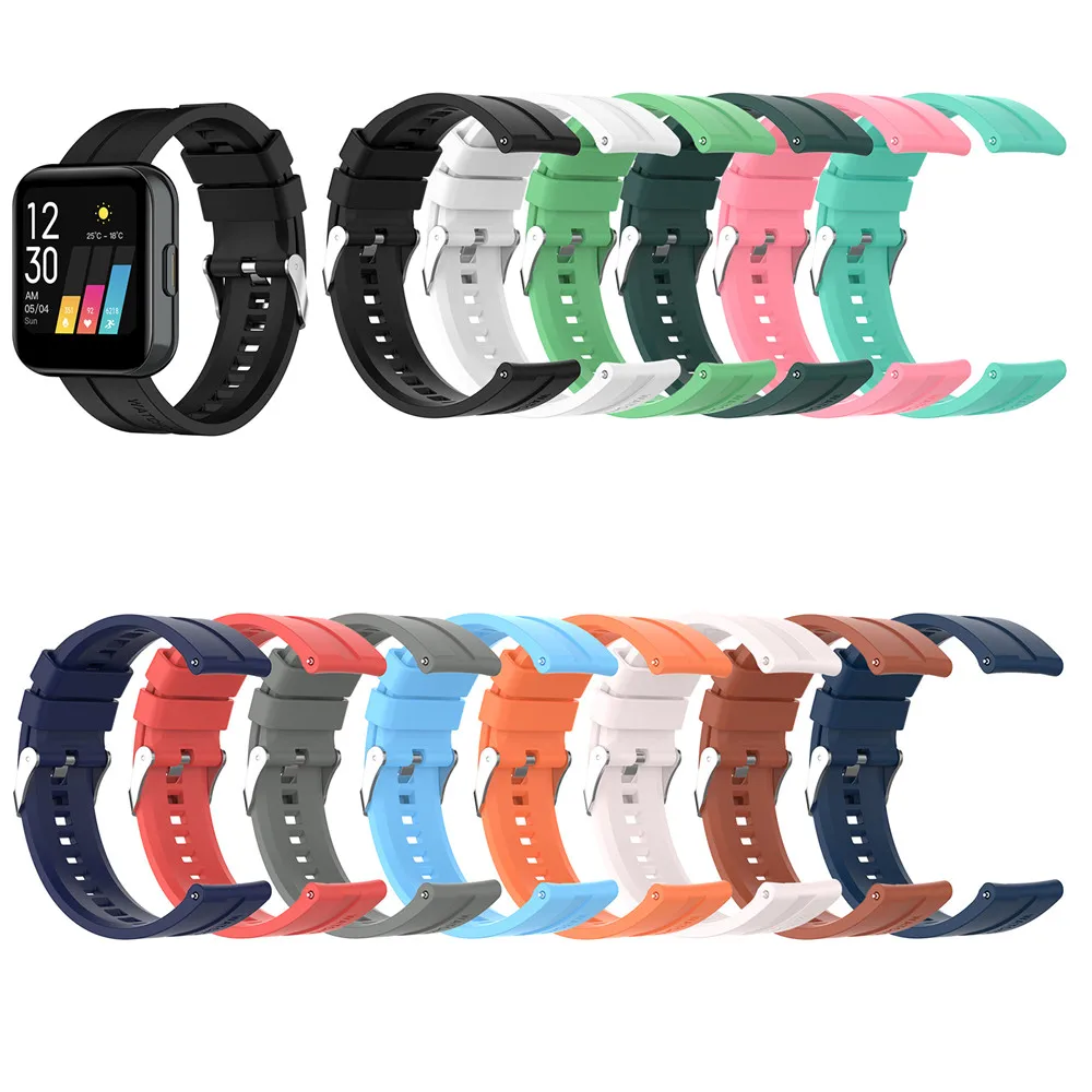 20MM Silicone Solid Color Wristband for Realme Watch GT2 Smart Watch Replacement Watchband Strap Bracelet for Realme Watch GT2