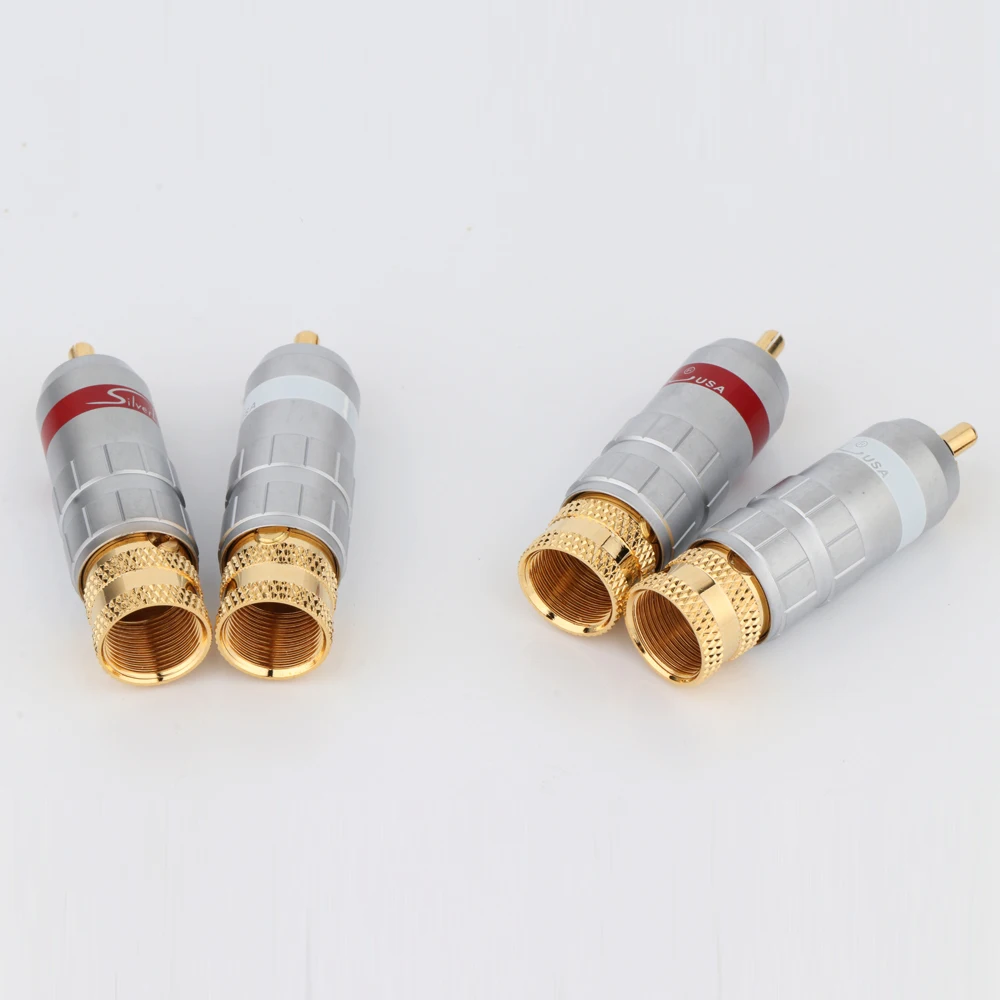 CMC 8016-W-U 24K 金メッキ RCA フィーバー信号線プラグ ロータス プラグ 相互接続信号線コネクタ