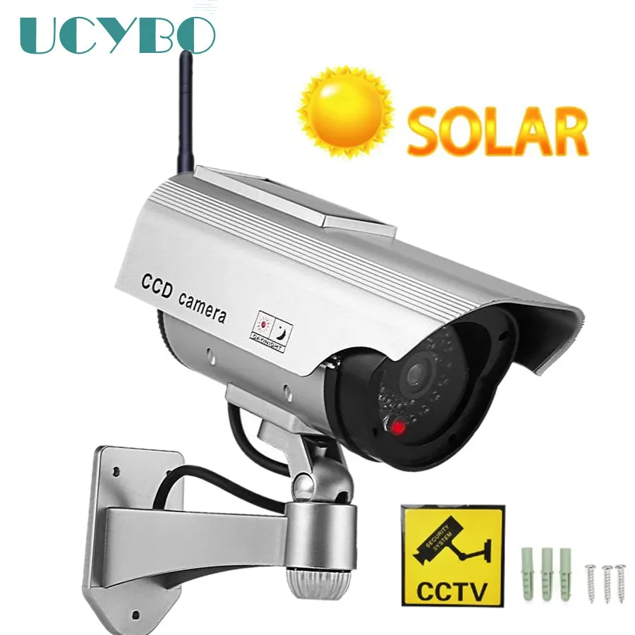 Dummy fake cctv camera solar powered  w/ infared IR led light outdoor video surveillance simulated home security camera