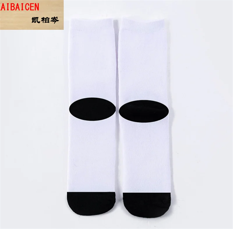 

50pcs/lot New style printing sublimation blank White socks with black soles For Sublimation INK Print about 39-41cm