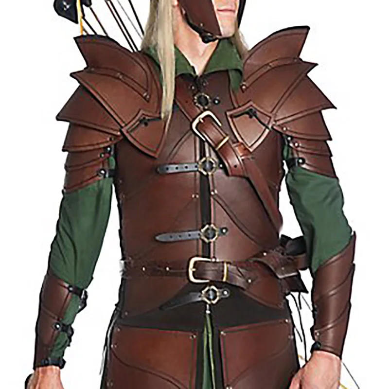 Halloween Leder Pauldrons Medieval Doppel Schulter Rüstung Spaulders Elf Archer Ritter Cosplay Kostüm Larp Requisiten Für Frauen Männer