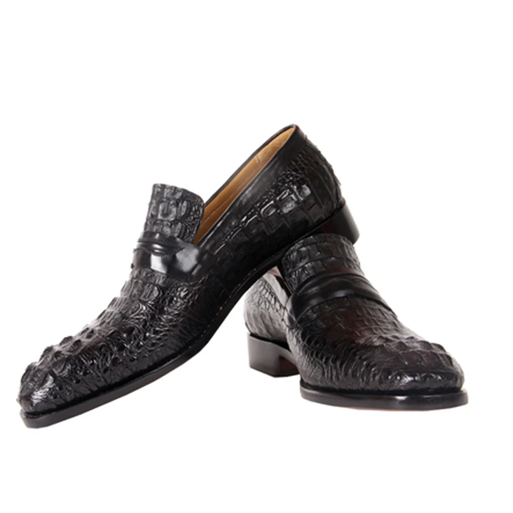 hulangzhishi Pure manual  Men formal shoes crocodile leather dress shoes male crocodile shoes  leather sole  Slip-on shes