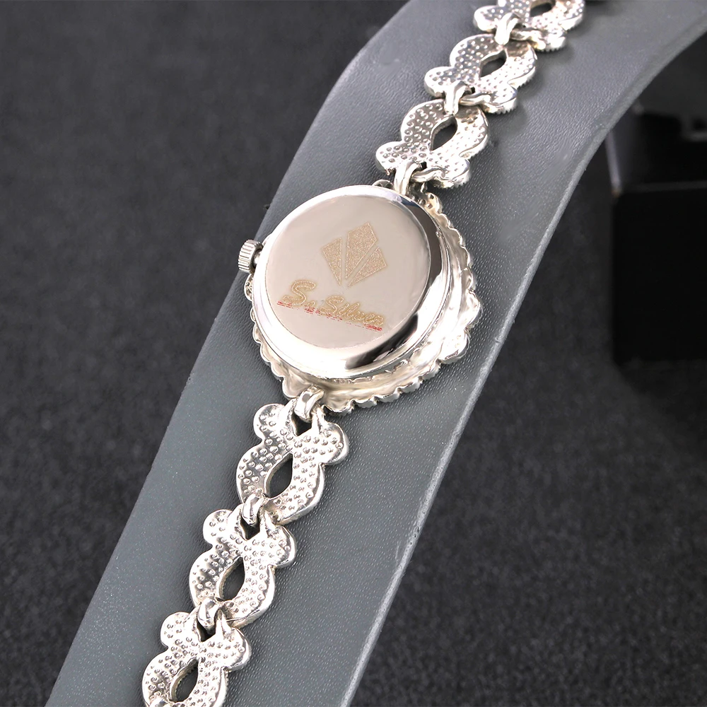 ZHJIASHUN Vintage 100% Silver 925 Watch For Women Retro 925 Sterling Silver Clock Female Fashion Bracelets Watch Jewelry