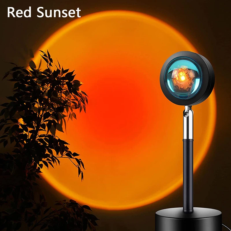 Sunset Rainbow Projector Night Lights Usb Bedside Table Lamp Valentines Day Gift Lamps Bedroom Bar Coffee LED Atmosphere Light