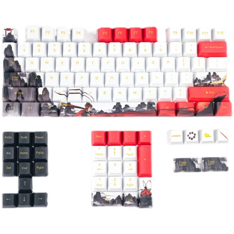 Monkey King Cartoon Keycap, Teclado mecânico, PBT, Five Sided Sublimation, Oem Altura, 60 87 104 108, Personalidade