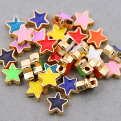 10Pcs/lot 10mm Inside Hole Star shape Alloy colored enamel Loose Spacer Beads DIY Jewelry Making Findings Charm Beads