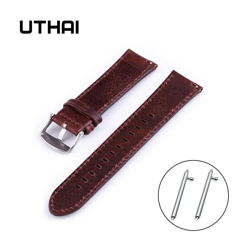 UTHAI P09 20 مللي متر حزام ساعة اليد الكلاسيكية جلد العجل 22 مللي متر حزام (استيك) ساعة مع حزام ساعة جلد التبديل الأذن الساعات