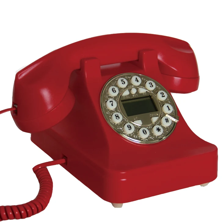 retro landline Telephone hotel home house office Vintage European antique fixed phone black red white  caller ID screen table