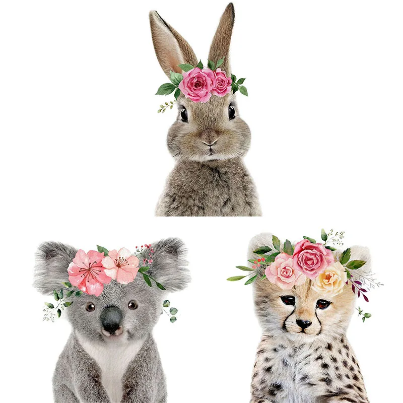 Three Ratels QCF36  lovely little animal Leopard koala panda tiger rabbit Animal sticker kid's room decoration friger toilet