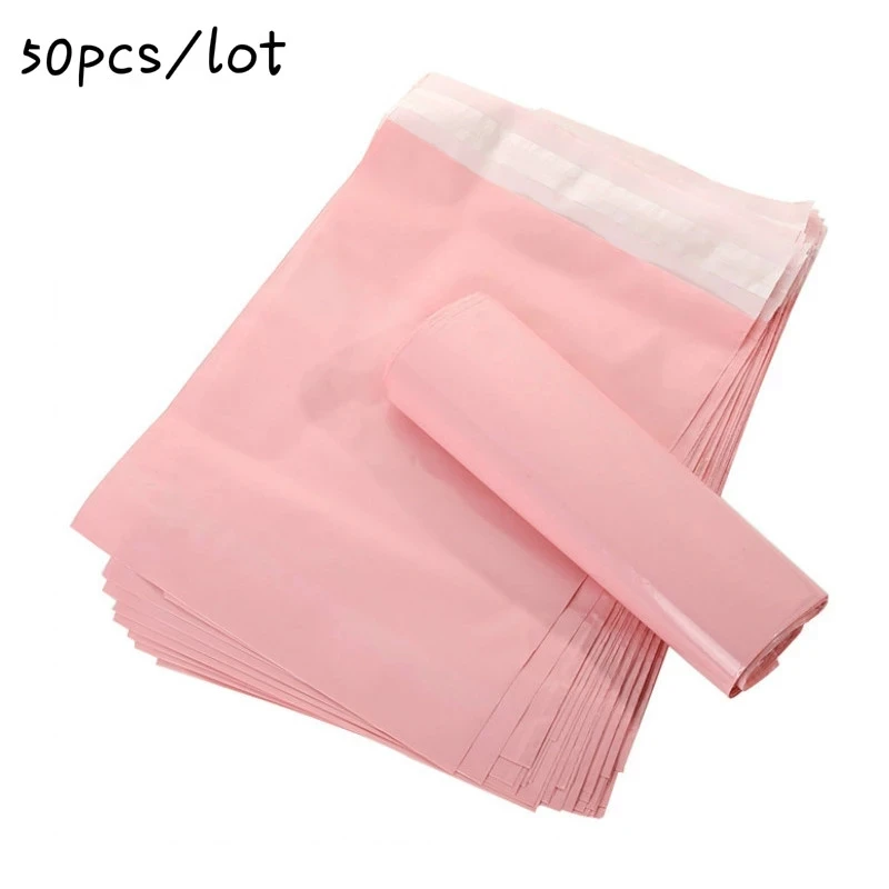 50pcs/pack Pink Express Bag Thicken Self Seal Packing Bag Waterproof Adhesive Pouch Clothing Mailers Bags Courier Storage Bag