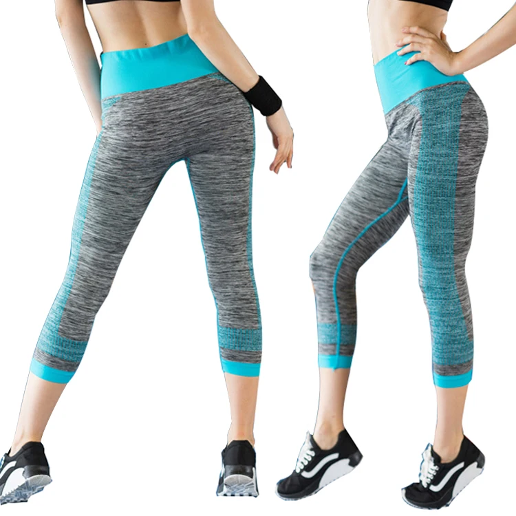 Sexy Sport Pants Gym Tights Fitness 3/4 Length Leggings Quick Dry Trousers Elastic Stretch Women Yoga Leggins