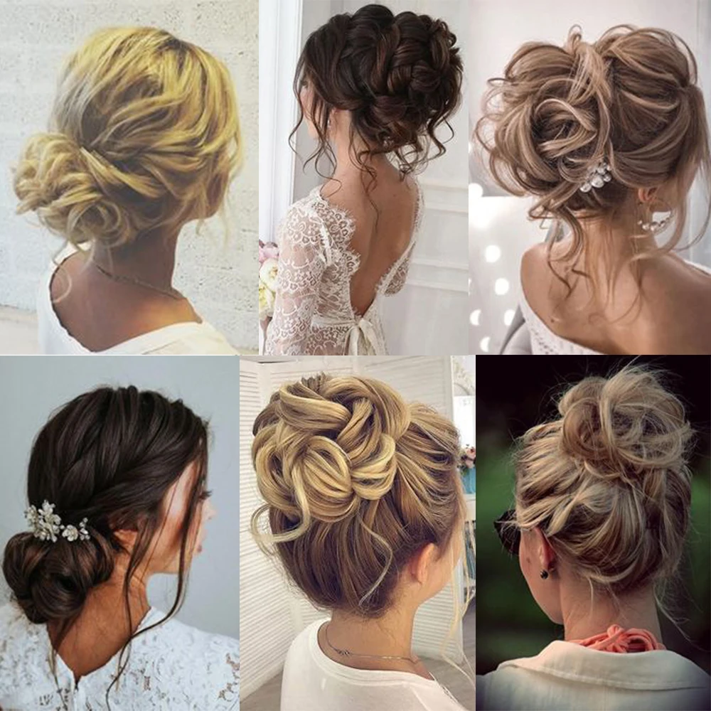 Allaosify syntetyczne włosy bułeczki Chignon prosto czarny różowy czerwony blond Scrunchie z gumką kucyk rozszerzenia dla kobiet