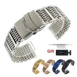 High Quality 20mm 22mm 24mm Solid Stainless Steel Watch Band Strap Mesh Milanese Folding Buckle Watchband Bracelet Accessories