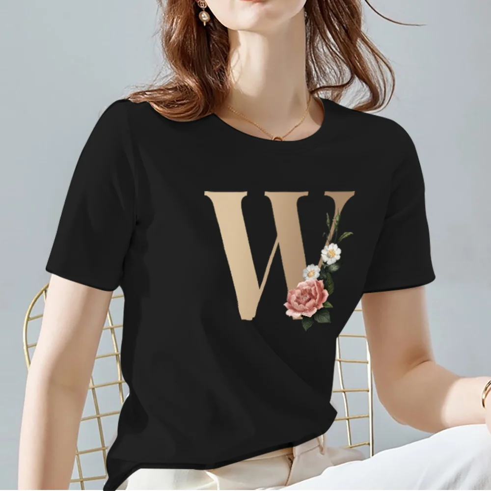 Summer Women T-shirt Black Classic Female Tops Fashion Personalized Letter Pattern Series O-neck Ladies Short Sleeve Tees