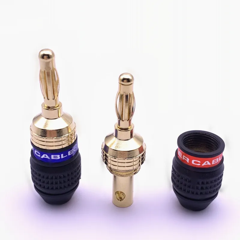 1Pair 4MM Banana Plug Monster 24K Gold Plated Pure Copper Speaker Adapter Screw Speaker Plugs Audio Connectors Plugs