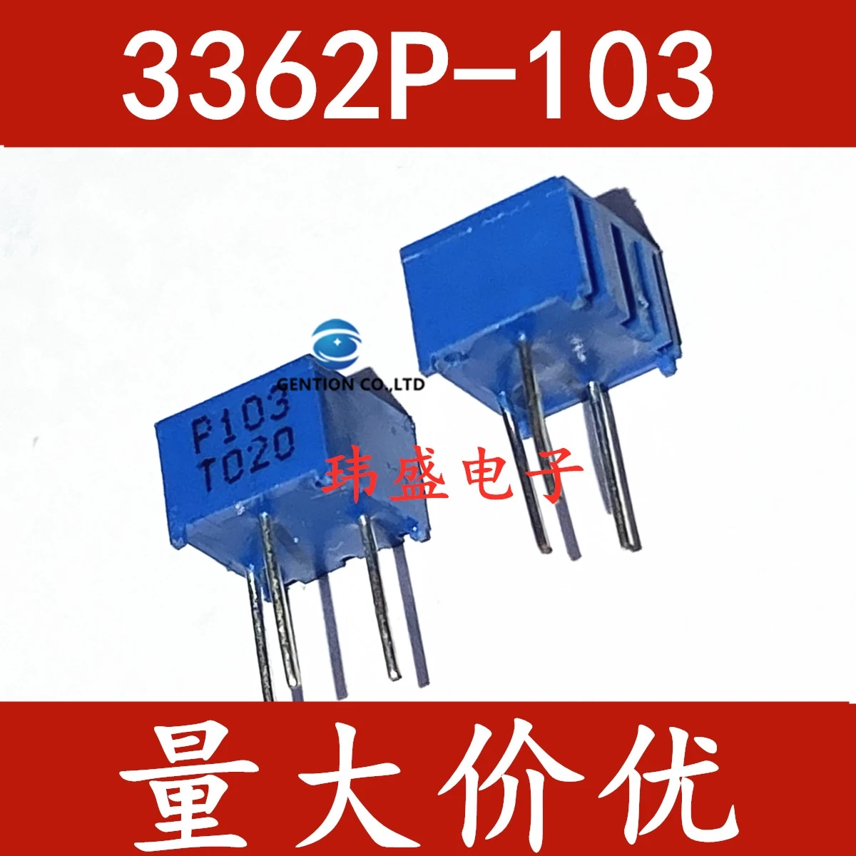 20PCS 3362p-103 precision potentiometer resistance adjustable 3362-10K 10K ohms  3362P-1-103LF in stock 100% new and original