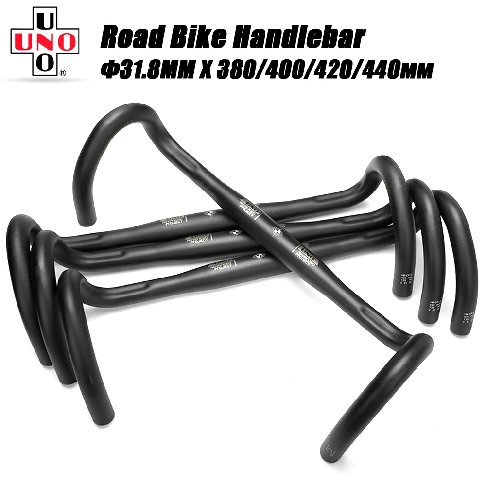 

UNO Bicycle Bent Handlebar Ultralight Bicycle Handle 31.8 Drop Bar Racing Road Bike Handlebar 380/400/420/440mm Bike Accessories