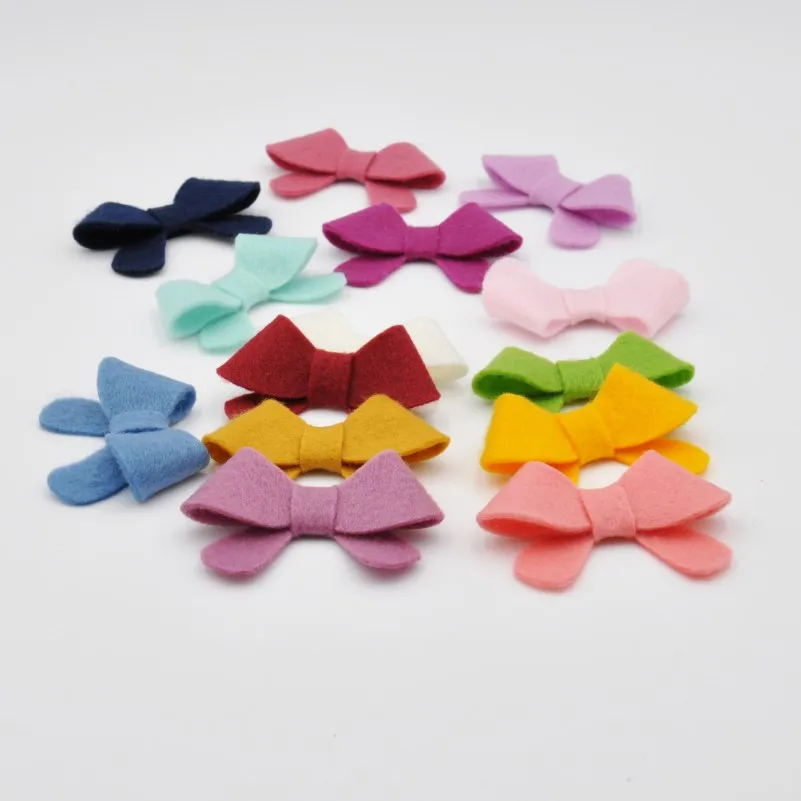 28Pcs/Lot 2inch Handmade Felt Hair Bow Clips Tiny Bows for DIY Crafting Baby Girl Hair Accessory