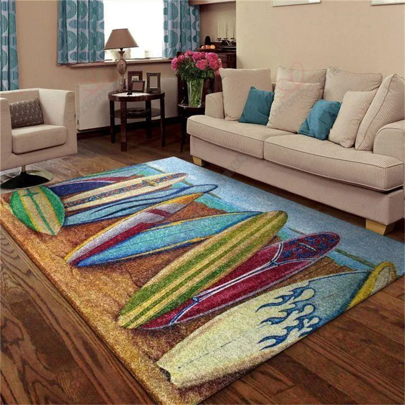 Surfboard Rug 3D All Over Printed Carpet Mat for Living Room Doormat Flannel Print Bedroom Non-slip Floor Rug 02