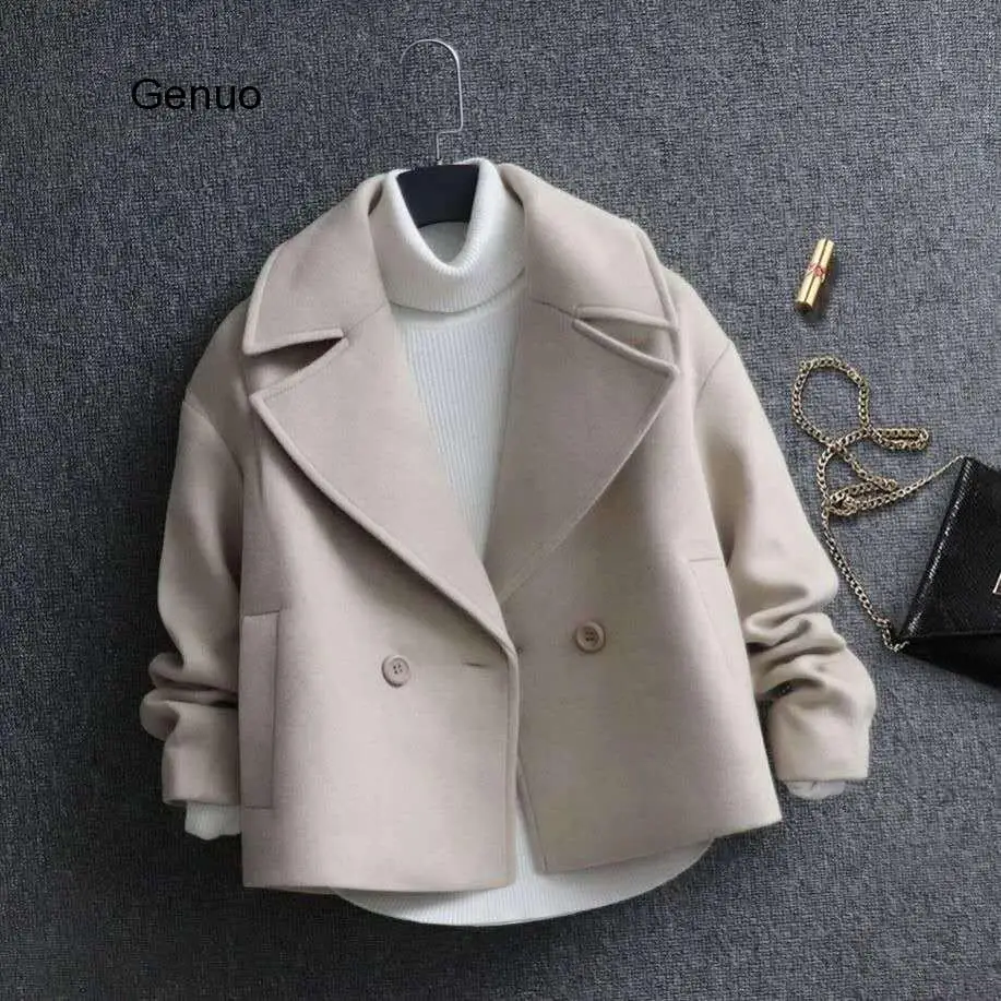 

High Quality Woolen Short Coat New Ladies Autumn Winter Coat Wool Blazer Women Jacket Short Paragraph Elegant Slim Fit Jacket