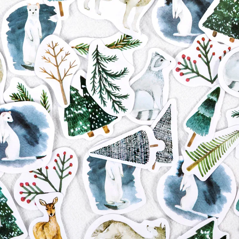 45pcs/pack Mist Forest Christmas Tree Mini Paper Sticker Decoration Diy Ablum Diary Scrapbooking Label Sticker Kawaii Stationery