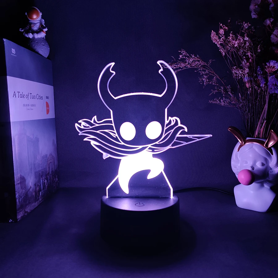 3D LED Light Hollow Knight Figurine Player Hornet Acrylic Night Lamp RGB Flashing Gift Desktop Setup PC Backlight Room Decor