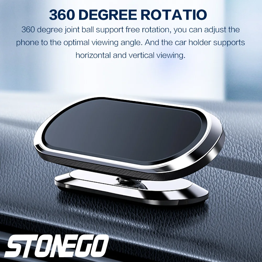 Stonego metal magnético telefone titular 360 rotativa titular do telefone do carro suporte de liga de zinco ímã suporte do carro montagem celular titular