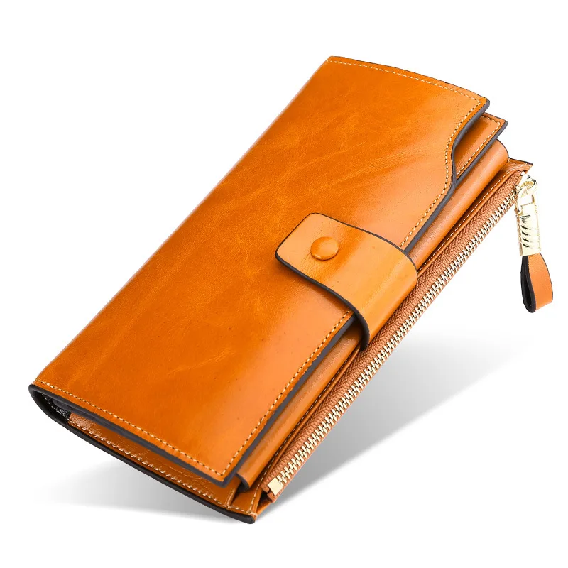 Vintage Luxury Women Wallets Genuine Leather Long Zipper Clutch Purse Large Capacity Card Holder Wallet